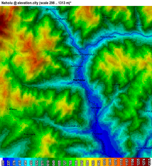 Zoom OUT 2x Nehoiu, Romania elevation map