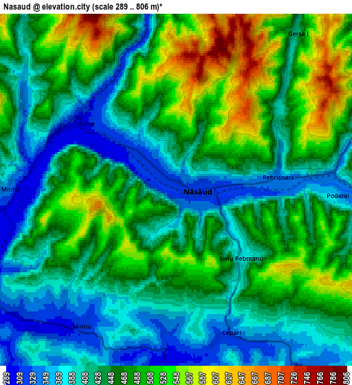 Zoom OUT 2x Năsăud, Romania elevation map