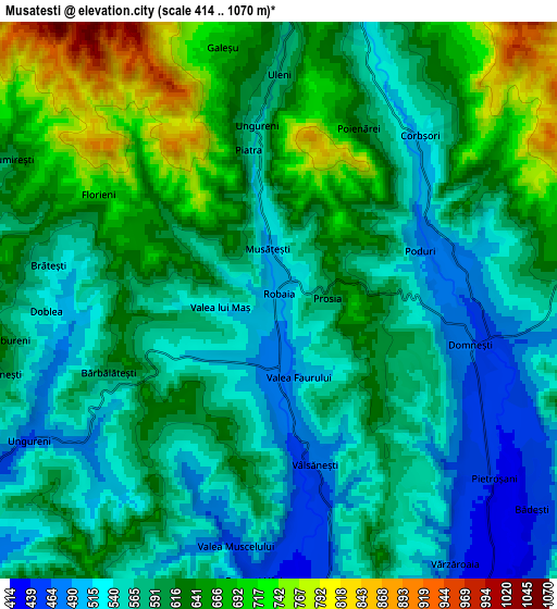 Zoom OUT 2x Mușătești, Romania elevation map