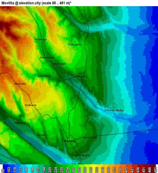 Zoom OUT 2x Moviliţa, Romania elevation map