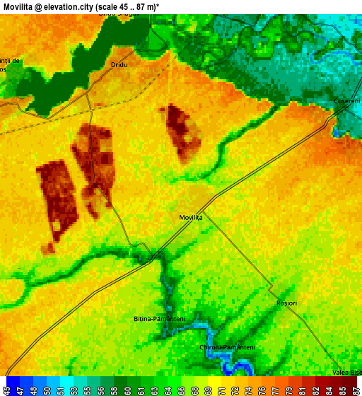 Zoom OUT 2x Moviliţa, Romania elevation map