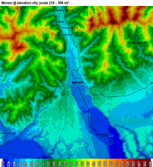 Zoom OUT 2x Moreni, Romania elevation map