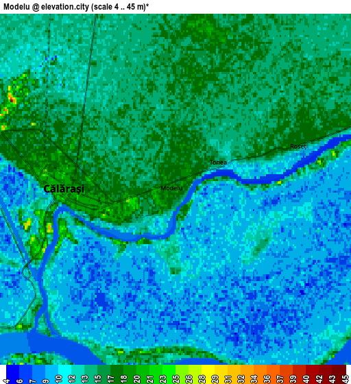 Zoom OUT 2x Modelu, Romania elevation map