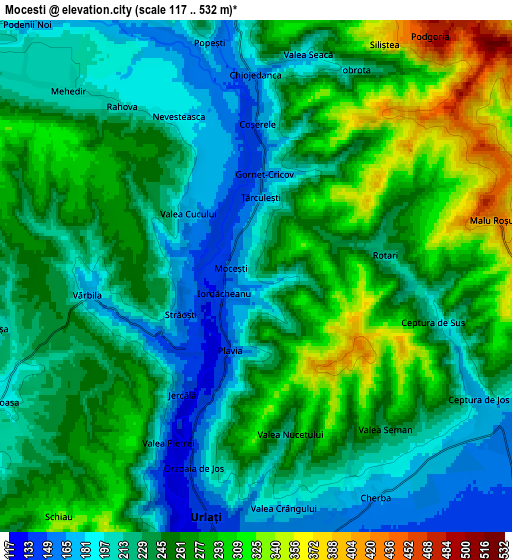 Zoom OUT 2x Moceşti, Romania elevation map