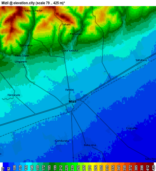 Zoom OUT 2x Mizil, Romania elevation map