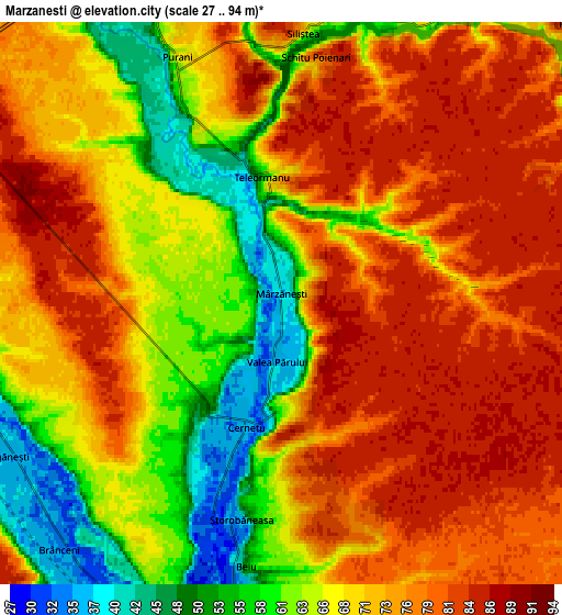 Zoom OUT 2x Mârzăneşti, Romania elevation map