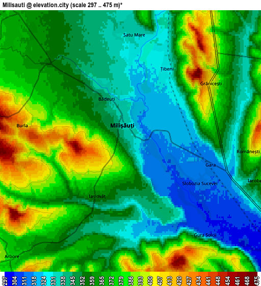 Zoom OUT 2x Milişăuţi, Romania elevation map