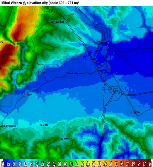 Zoom OUT 2x Mihai Viteazu, Romania elevation map