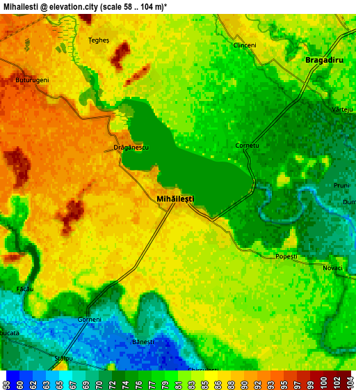 Zoom OUT 2x Mihăileşti, Romania elevation map