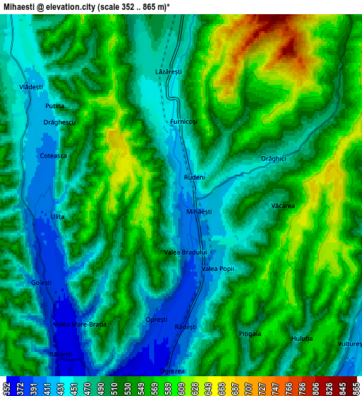 Zoom OUT 2x Mihăeşti, Romania elevation map