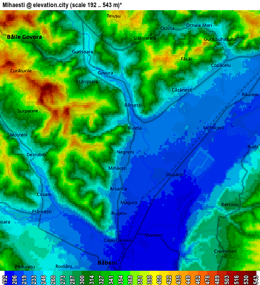 Zoom OUT 2x Mihăeşti, Romania elevation map