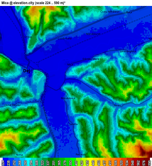 Zoom OUT 2x Mica, Romania elevation map