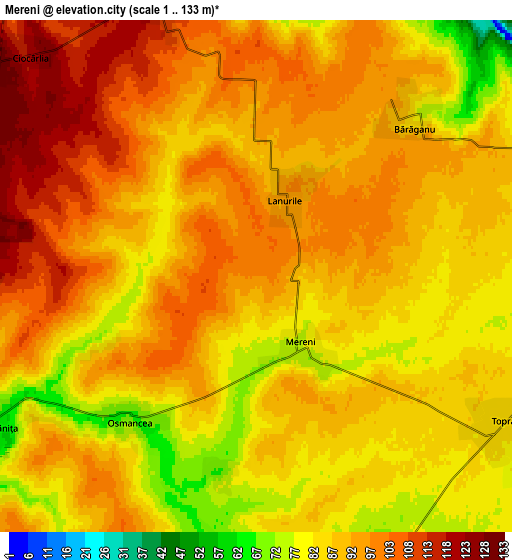 Zoom OUT 2x Mereni, Romania elevation map