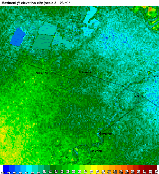 Zoom OUT 2x Măxineni, Romania elevation map