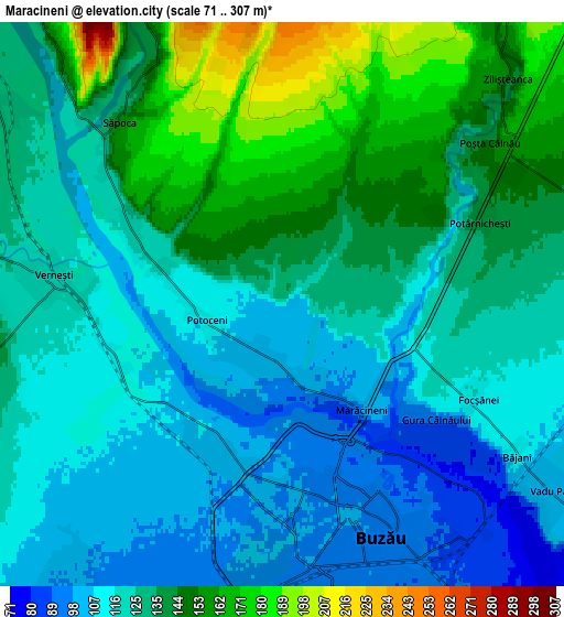 Zoom OUT 2x Mărăcineni, Romania elevation map