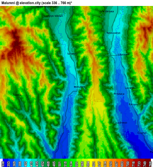 Zoom OUT 2x Mălureni, Romania elevation map