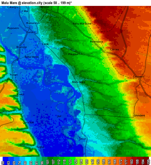 Zoom OUT 2x Malu Mare, Romania elevation map