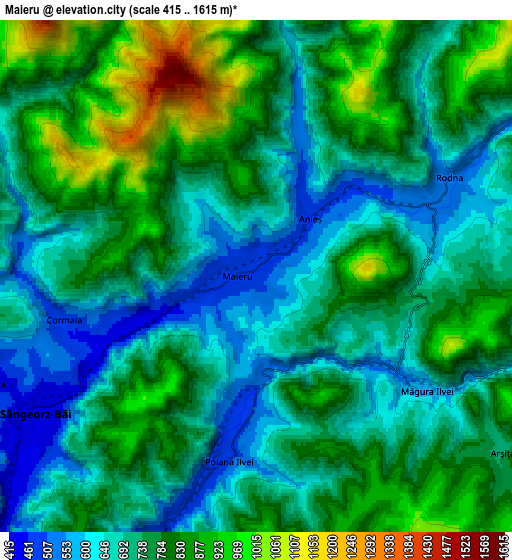 Zoom OUT 2x Măieru, Romania elevation map