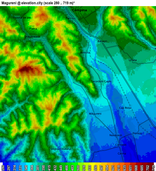 Zoom OUT 2x Măgureni, Romania elevation map