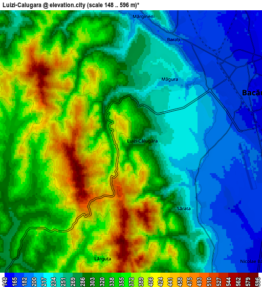 Zoom OUT 2x Luizi-Călugăra, Romania elevation map