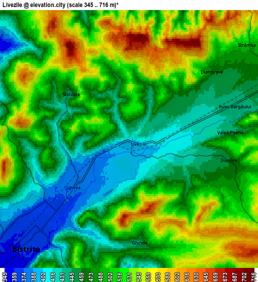 Zoom OUT 2x Livezile, Romania elevation map