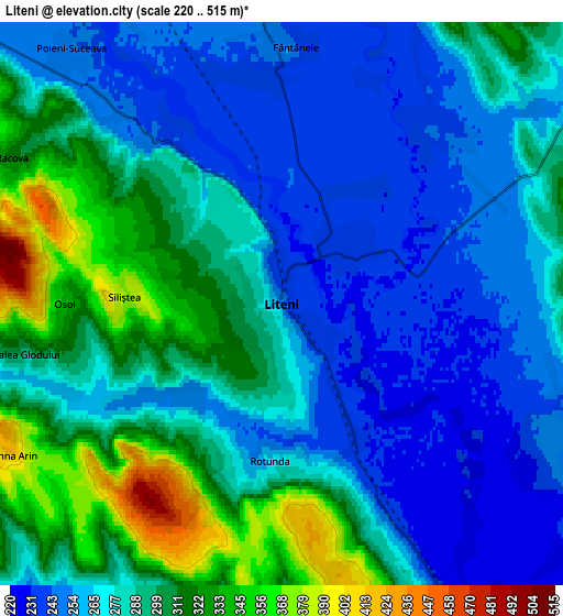 Zoom OUT 2x Liteni, Romania elevation map