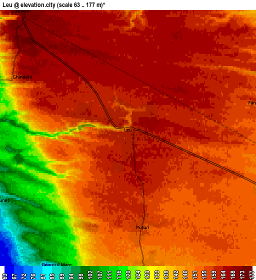 Zoom OUT 2x Leu, Romania elevation map