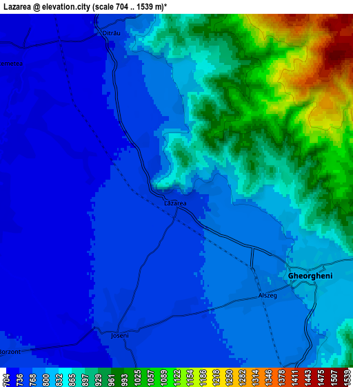 Zoom OUT 2x Lăzarea, Romania elevation map