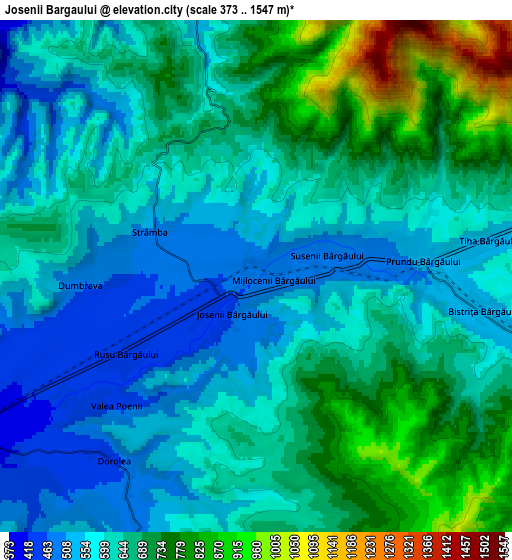 Zoom OUT 2x Josenii Bârgăului, Romania elevation map