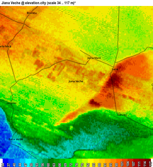 Zoom OUT 2x Jiana Veche, Romania elevation map