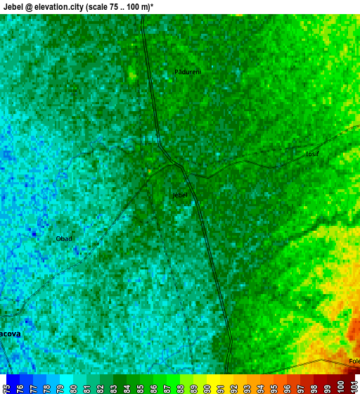 Zoom OUT 2x Jebel, Romania elevation map