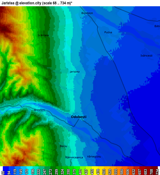 Zoom OUT 2x Jariştea, Romania elevation map