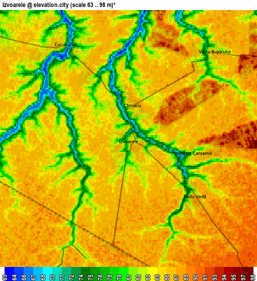 Zoom OUT 2x Izvoarele, Romania elevation map