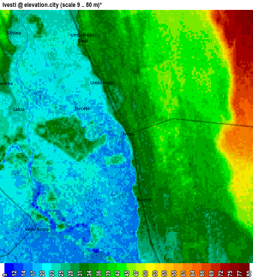 Zoom OUT 2x Iveşti, Romania elevation map