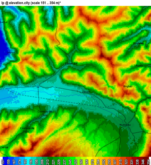 Zoom OUT 2x Ip, Romania elevation map