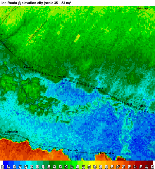 Zoom OUT 2x Ion Roată, Romania elevation map