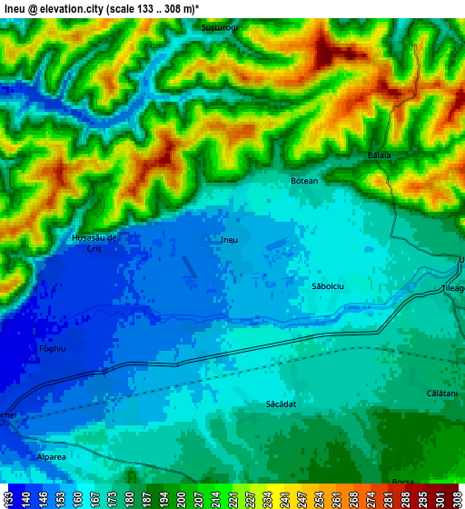 Zoom OUT 2x Ineu, Romania elevation map