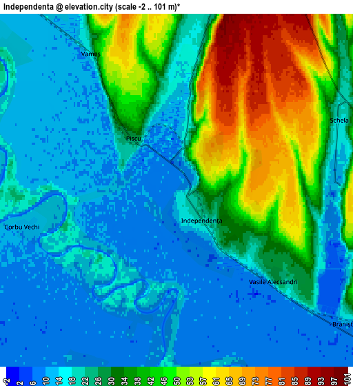 Zoom OUT 2x Independenţa, Romania elevation map