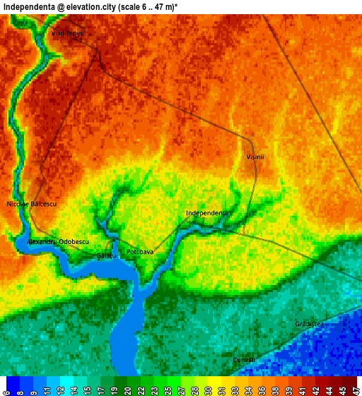 Zoom OUT 2x Independenţa, Romania elevation map