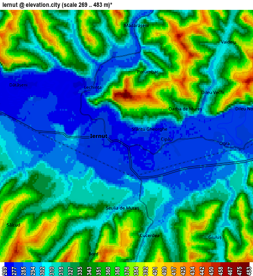 Zoom OUT 2x Iernut, Romania elevation map