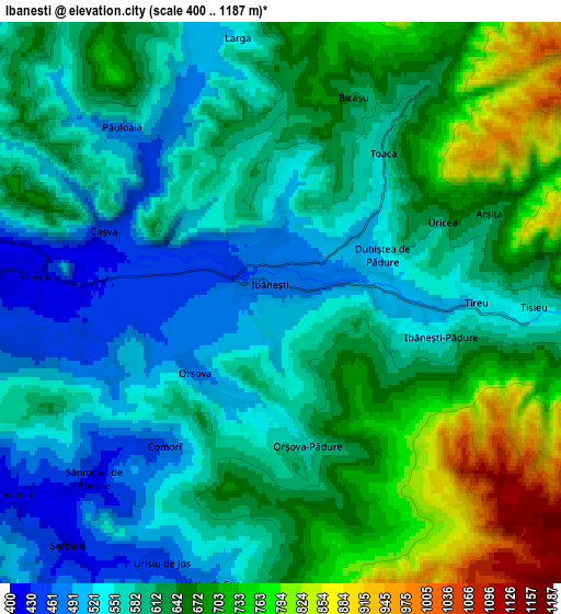 Zoom OUT 2x Ibăneşti, Romania elevation map