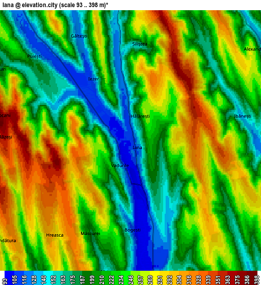 Zoom OUT 2x Iana, Romania elevation map