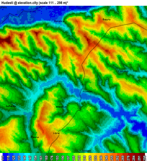 Zoom OUT 2x Hudeşti, Romania elevation map