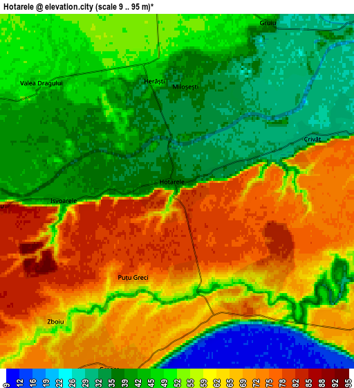 Zoom OUT 2x Hotarele, Romania elevation map