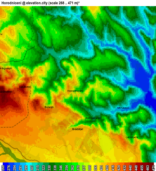 Zoom OUT 2x Horodniceni, Romania elevation map