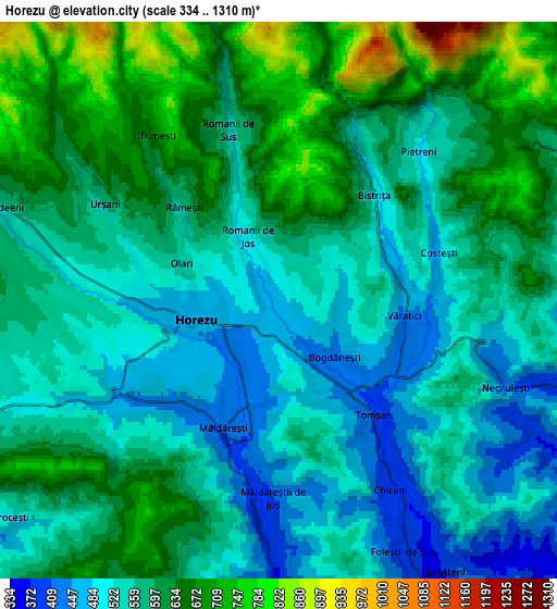 Zoom OUT 2x Horezu, Romania elevation map