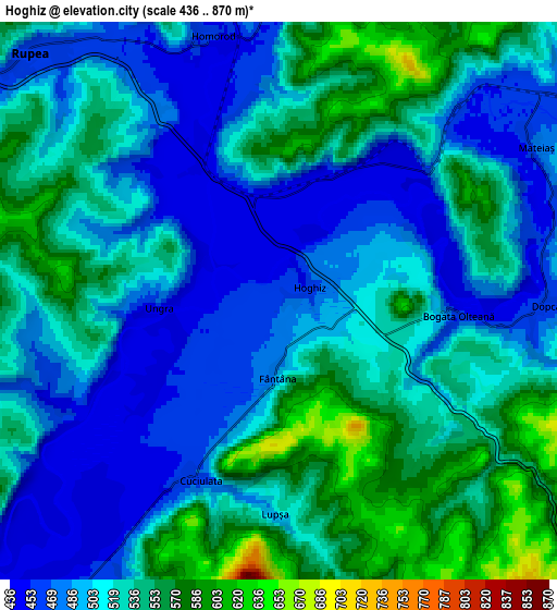 Zoom OUT 2x Hoghiz, Romania elevation map