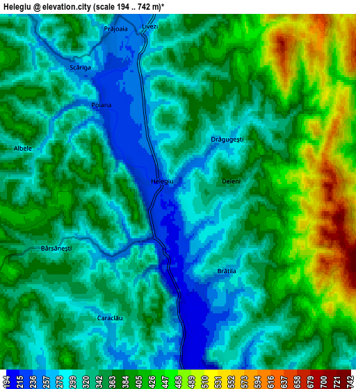 Zoom OUT 2x Helegiu, Romania elevation map