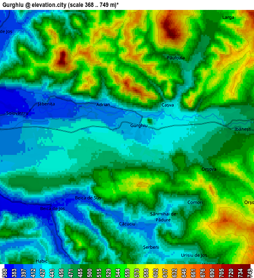 Zoom OUT 2x Gurghiu, Romania elevation map