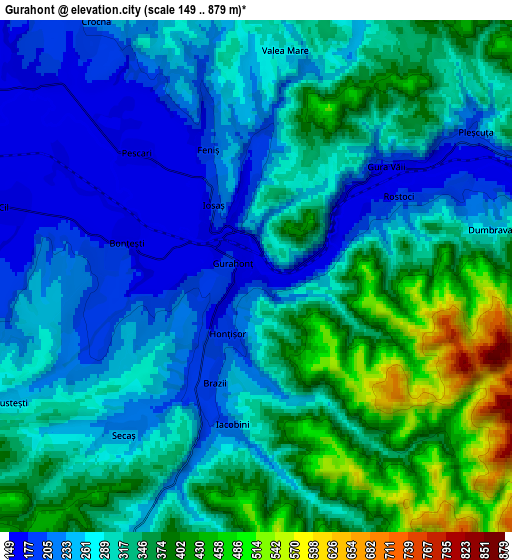 Zoom OUT 2x Gurahonţ, Romania elevation map